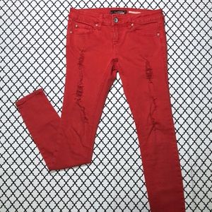 Hot Topic (LOVEsick) Red Ripped Skinny Jeans <3